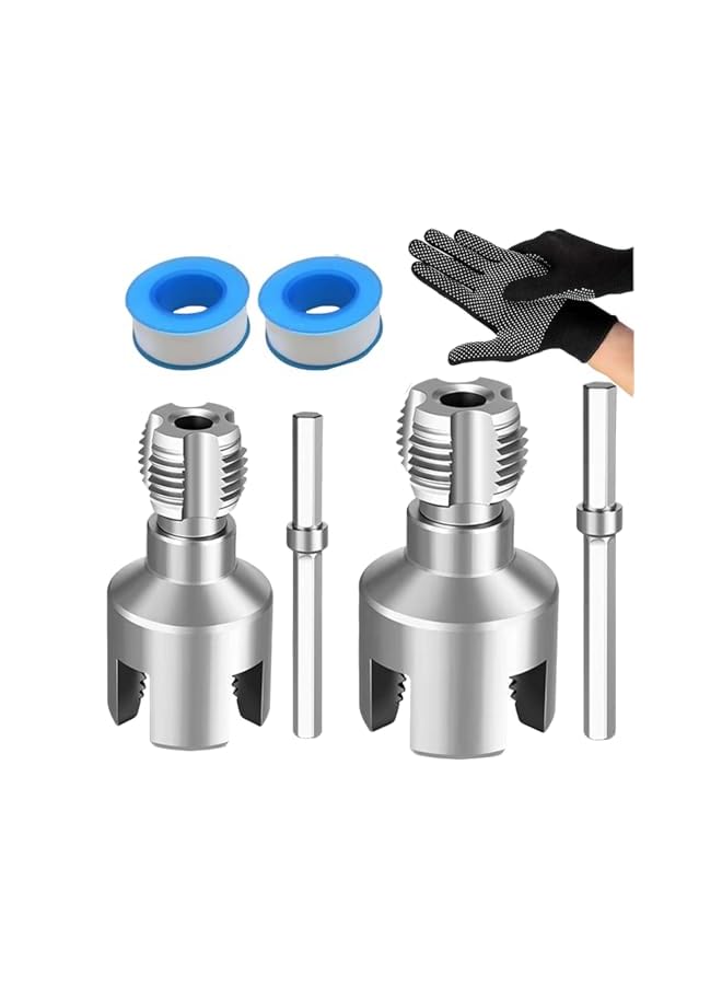 نيبمينينت أداة خيوط الأنابيب PVC 2PCS، أداة خيوط داخلية وخارجية متكاملة للأنابيب بحجم 1/2'' و3/4''، مجموعة أداة خيوط أنابيب متوافقة مع المثاقب الكهربائية. - Image 1